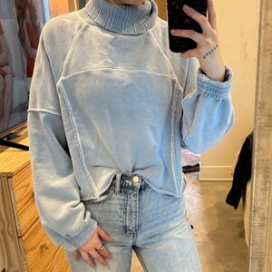 Aerie Soft Blue Turtleneck Sweater and Jeans